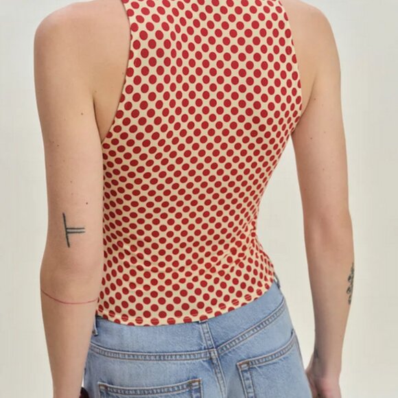 Reformation Bowie Knit Top Pamplona Dot - Size M NWT - Picture 2 of 4